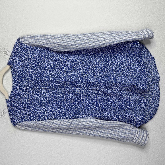 Equipment Tops - Equipment Shirt Women Small Silk Blue Floral Check Button Career Coquette Blouse